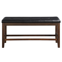 Urbana - Counter Height Bench - Black Synthetic Leather & Espresso