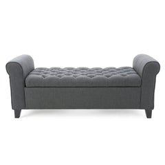 Hayes - Contemporary Armed Storage Bench With Rolled Arms And Button Tufting