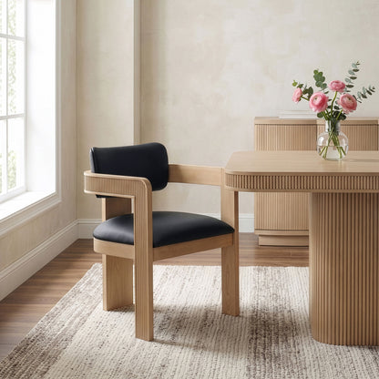 Sacha - Vegan Leather Upholstered Dining Chair With Natural Base (Set of 2)