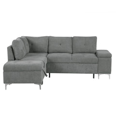 Versatile L Shaped Sofa Bed With Storage, Cup Holders, USB Ports Chenille