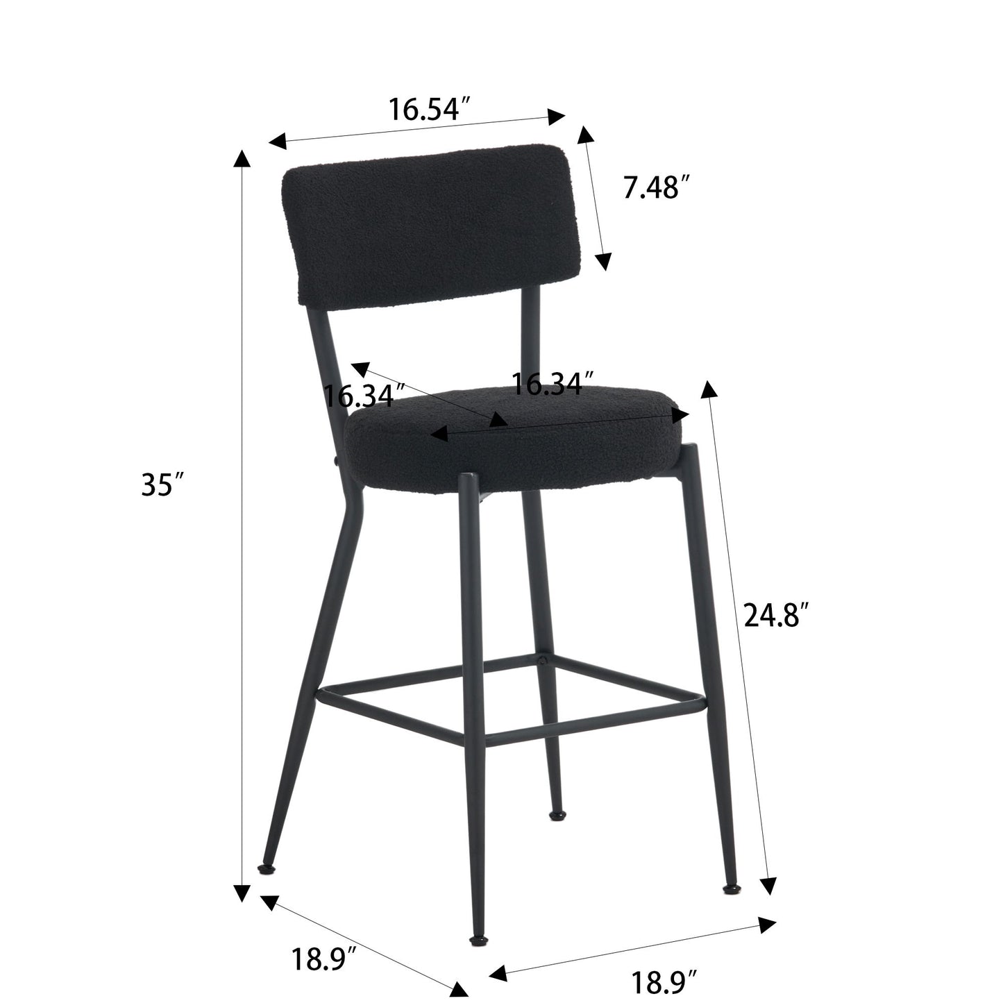 Modern Teddy Fabric Upholstered Bar Stools - Legs