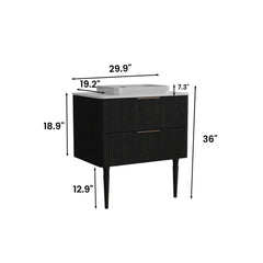 Elena - Modern Bathroom Vanity With Sink With Ample Storage, 2 Soft Close Drawers