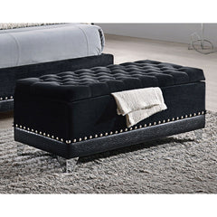 Tufted Trunk With Nailhead Trim Storage Solution - Black