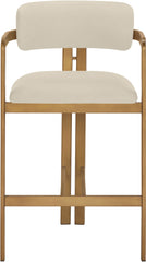 Aurum - Vegan Leather Upholstered Counter Stool With Brushed Brass Base