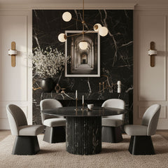 Marlowe - Linen Textured Fabric Upholstered Swivel Dining Side Chair - Stained Black