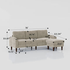 3 Seater Convertible Combination L Shaped Sofa With Footstools With Storage