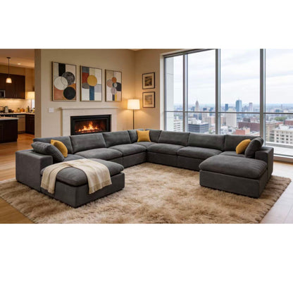 Custom Configuration Modular Sectional & Toss Pillows