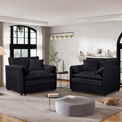 Modern Oversized Accent Chair, Comfy Single Sofa With Large Seat (Set of 2)