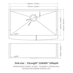 Farmhouse Kitchen Sink, Stainless Steel, Apron Front