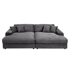 Hilde - 108" Chaise With 2 Pillows - Dark Gray Corduroy