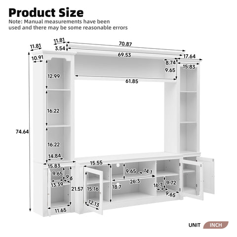 All-In-One TV Stand With Bookcase For TVs Up To 65"