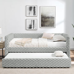 Modern Twin Size Daybed Upholstered Sofa Bed With Pull Out Feature - Dark Gray