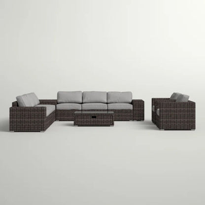 Stylish Rattan Wicker Person Seating Group With Premium Sunbrella Cushions Perfect For Outdoor Entertaining