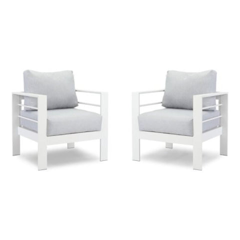Modern All-Weather Patio Armchairs & Thick Cushions (Set of 2)