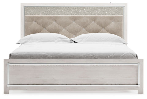Altyra - King Panel Bed With Upholstered Headboard - White