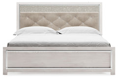 Altyra - King Panel Bed With Upholstered Headboard - White