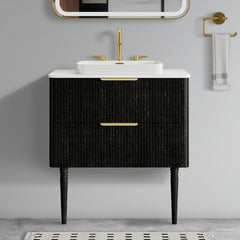 Elena - Modern Bathroom Vanity With Sink With Ample Storage, 2 Soft Close Drawers