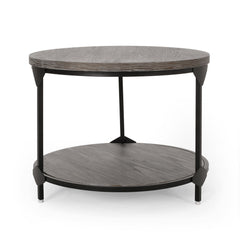 Coffee Table With Wood Patterned Tabletop And Iron Frame - Gray