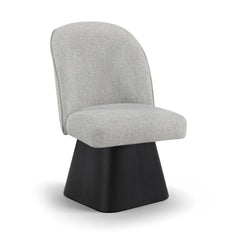 Marlowe - Linen Textured Fabric Upholstered Swivel Dining Side Chair - Stained Black