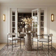 Axis - Linen Textured Cream Fabric Upholstered Counter Stool (Set of 2)