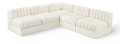 Rummi - Armless Velvet Performance Fabric Upholstered 5 Piece Modular Sectional