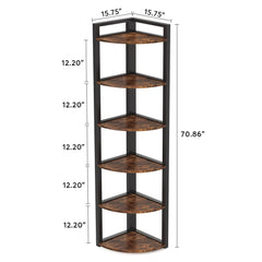 Tall 6 Tier Corner Bookshelf For Living Room
