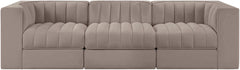 Rummi - Velvet Performance Fabric Upholstered 3 Piece Modular Sofa