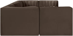 Rummi - Velvet Performance Fabric Upholstered 7 Piece Modular Sectional (With 2 Corner Chairs)