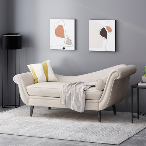Auroral - Upholstered Chaise Lounge With Scrolled Arms And Tapered Legs