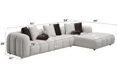 Manilla - Sectional Sofa With 8 Pillows - Ivory White