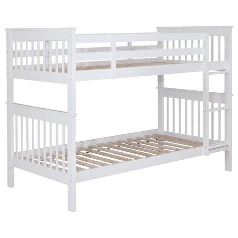 Madison - Twin Over Twin Bunk Bed With Slatted Design - White