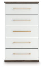 Kendanport - Five Drawer Chest - Brown / White