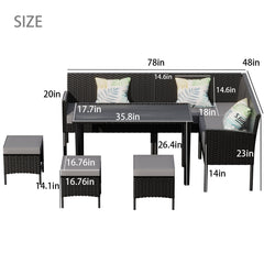 7 Piece Outdoor Furniture Set Waterproof Cushions Glass Table