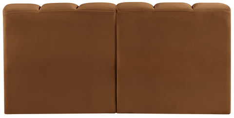 Arc - Velvet 2 Pieces Modular Sofa - Saddle