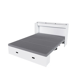 Murphy Bed With Storage Drawers And Charging Cabinet, Foldable Panels, Swivel Wheels