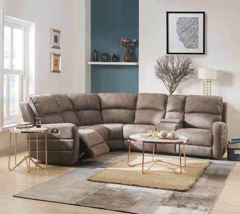 Olwen - Power Motion Sectional Sofa - Mocha Nubuck