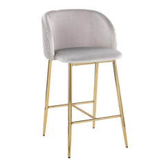Fran - Pleated Waves Contemporary / Glam Fixed Height Counter Stool (Set of 2)