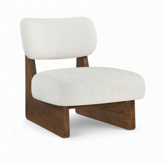 Vetra - Linen Textured Fabric Upholstered Accent Chair With Brown Base