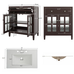 Bathroom Vanity With Ceramic Sink, Adjustable Shelf & Tip Out Tray