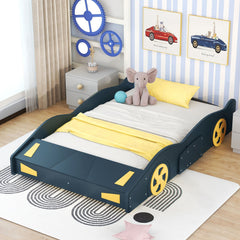 Race Car Shaped Platform Bed With Wheels And Storage