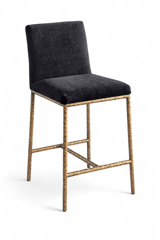 Reeves - Chenille Fabric Upholstered Counter Stool (Set of 2) - Gold Base