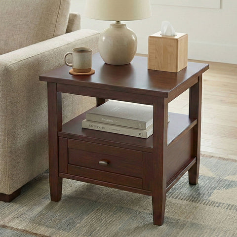 Warm Shaker - End Table With Smooth Drawer Storage - Brown