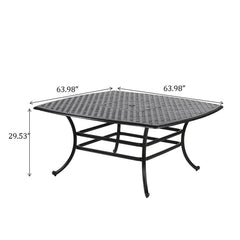 Square 8 Person 63.98" Long Dining Set With Dupione Brown Cushions