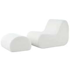 Curved Lounge Chair With Ottoman And High Resilience Foam