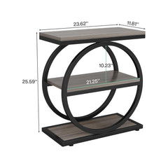 Industrial Narrow End Table With 3 Shelves