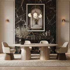 Marlowe - Linen Textured Fabric Upholstered Swivel Dining Arm Chair - Stained Brown