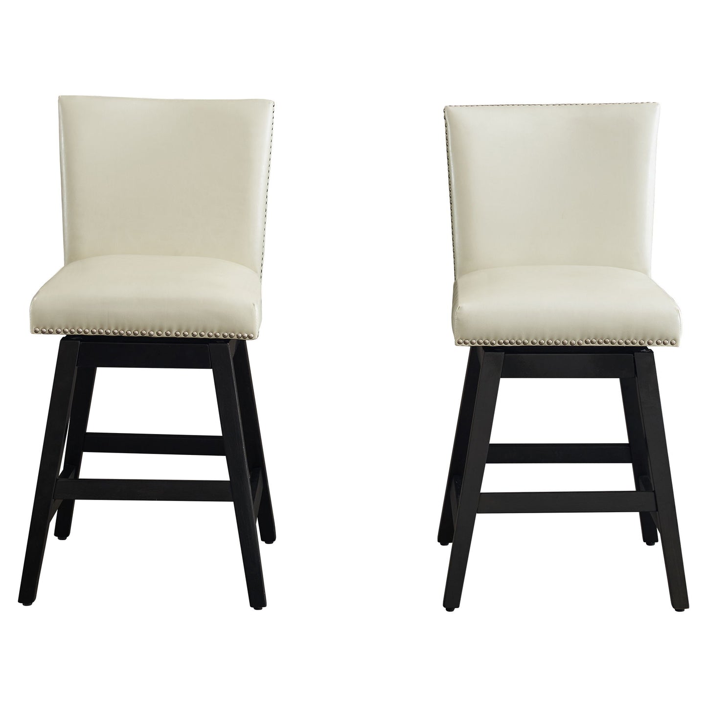 Upholstered Swivel Bar Stools High Back (Set of 2) - Cream White