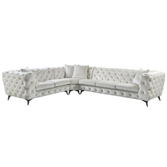 Atronia - Sectional Sofa With 4 Pillows - Beige Fabric