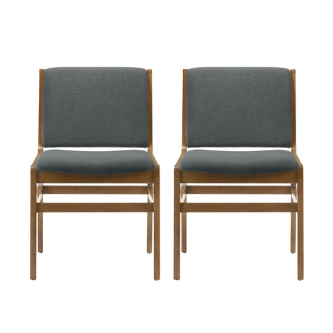 Contemporary Dining Chair Set Upholstered Fabric With Rubberwood Frame