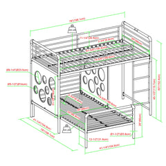 Twin Geo Cutout Colorful L-Shaped Bunk Bed
